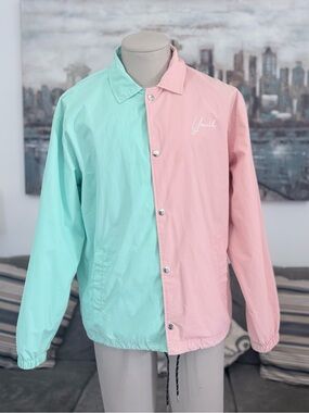 Forever 21 Light Pink and Mint Color blocked, Mesh-Lined Jacket